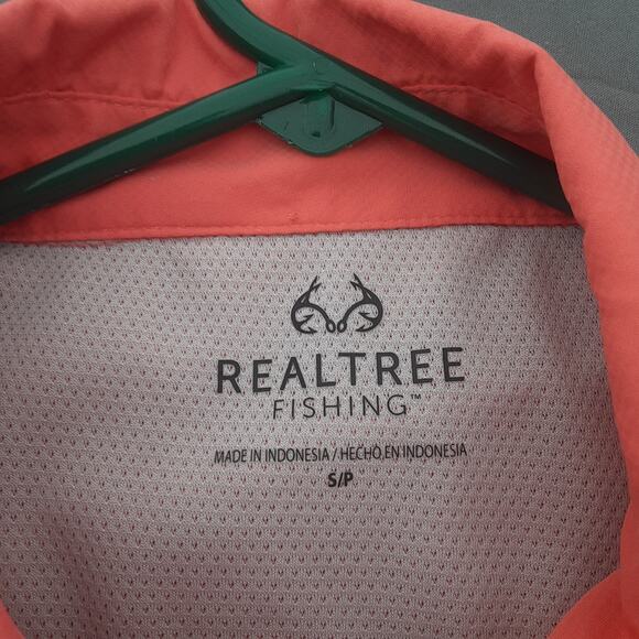 Realtree Fishing Shirt Size Small Salmon Button Up Short Sleeve Pockets Vented - Picture 5 of 10
